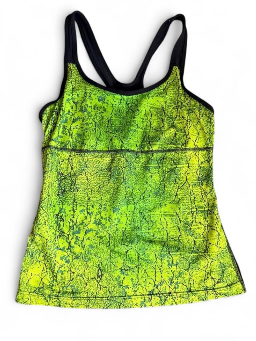 Xersion Neon Green Marbled Athletic Tank with Black Straps